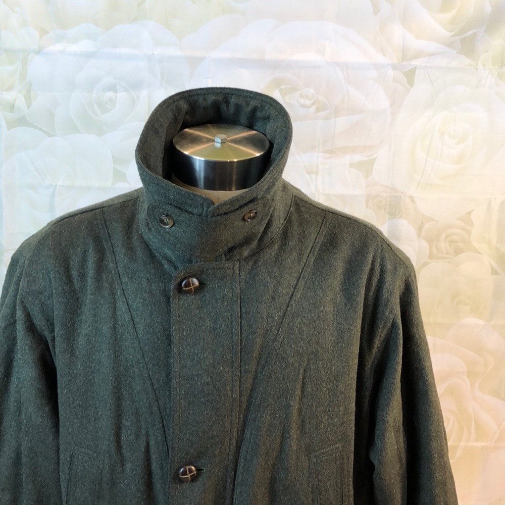 dark forest green wool blend heavy coat - Picture 2 of 9